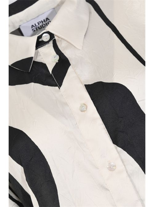 Camicia in raso crickle con stampa Alpha Studio | AD-6660L9000